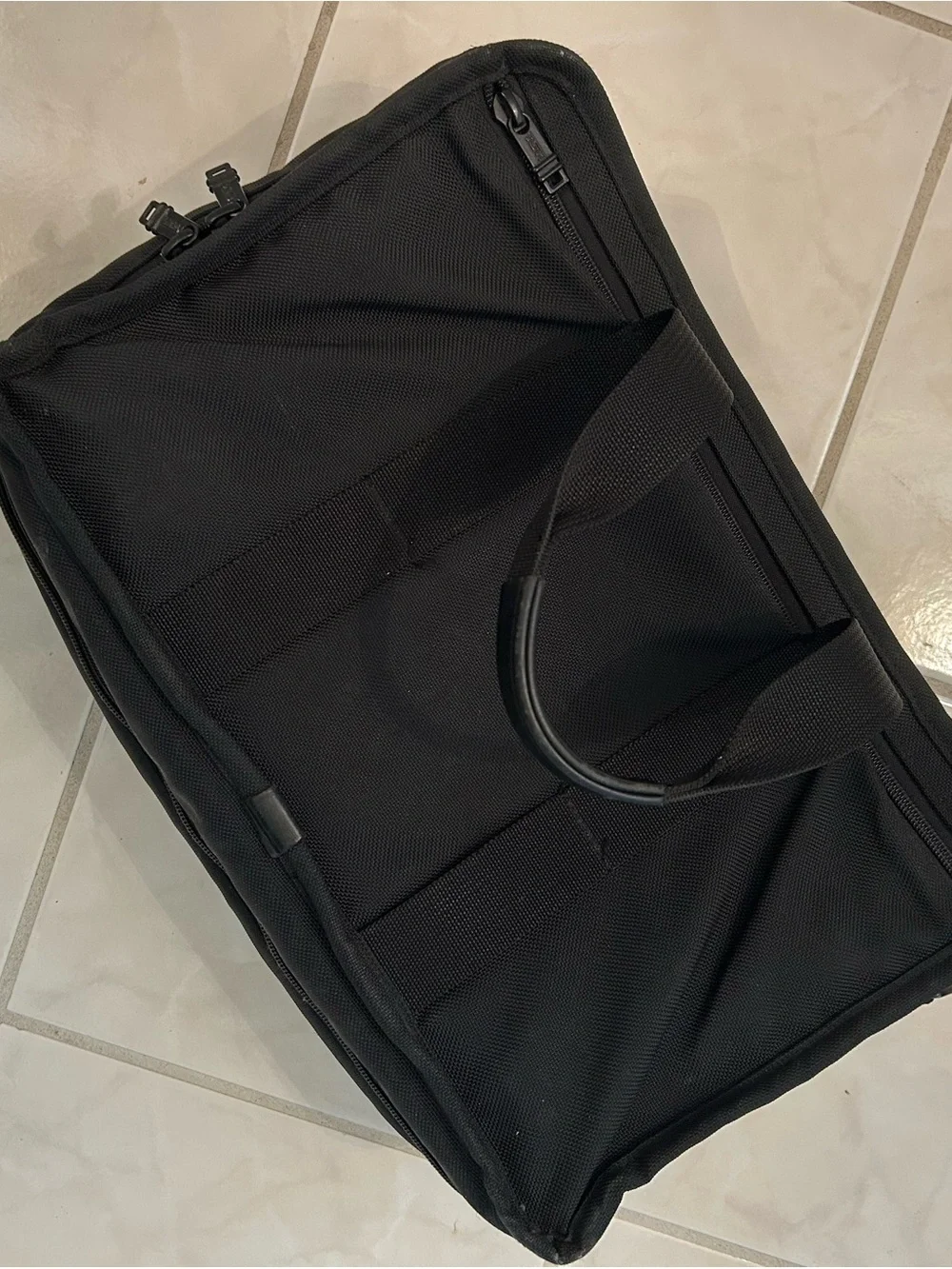 Tumi Black Nylon Laptop Briefcase with Front Zip Pockets
